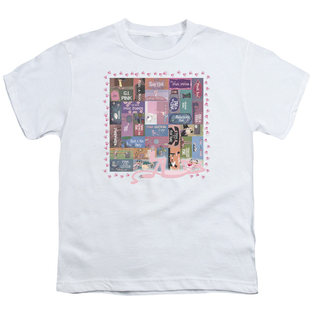 Pink Panther Vintage Titles Licensed Kid's T-Shirt (Ages 4-7) SM-MD
