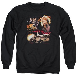 AN OFFCIALLY LICENSED DELTA FORCE ACTION PACK ADULT UNISEX CREWNECK SWEATSHIRT BLACK