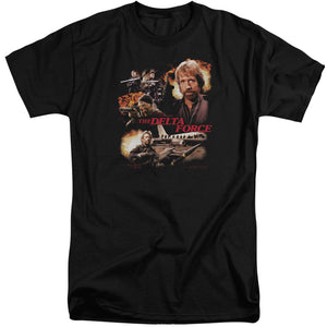 AN OFFCIALLY LICENSED DELTA FORCE ACTION PACK MEN'S TALL FIT T-SHIRT BLACK