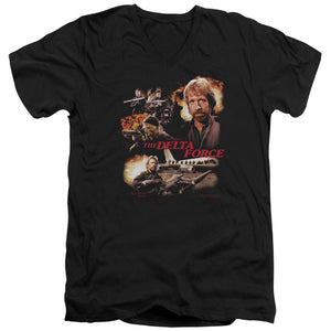 AN OFFCIALLY LICENSED DELTA FORCE ACTION PACK MEN'S V-NECK T-SHIRT BLACK