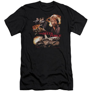 AN OFFCIALLY LICENSED DELTA FORCE ACTION PACK MEN'S PREMIUM SLIM FIT T-SHIRT BLACK