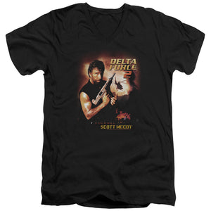AN OFFCIALLY LICENSED DELTA FORCE DELTA FORCE 2 POSTER MEN'S V-NECK T-SHIRT BLACK