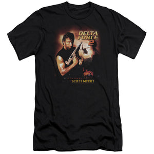 AN OFFCIALLY LICENSED DELTA FORCE DELTA FORCE 2 POSTER MEN'S PREMIUM SLIM FIT T-SHIRT BLACK