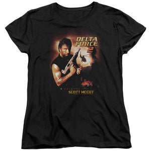 AN OFFCIALLY LICENSED DELTA FORCE DELTA FORCE 2 POSTER WOMEN'S REGULAR FIT T-SHIRT BLACK