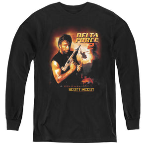 AN OFFCIALLY LICENSED DELTA FORCE DELTA FORCE 2 POSTER YOUTH LONG SLEEVE T-SHIRT BLACK