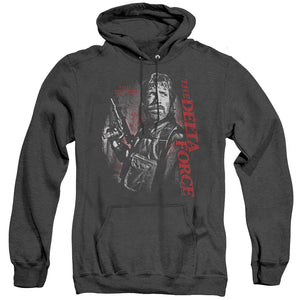 AN OFFCIALLY LICENSED DELTA FORCE BLACK OPS ADULT UNISEX HEATHER PULLOVER HOODIE BLACK