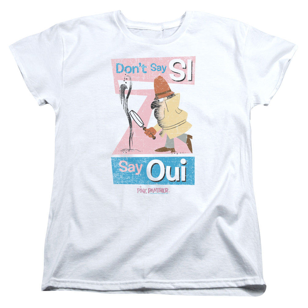 Pink Panther Say Oui Licensed Women's T-Shirt Regular Fit LG