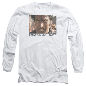 AN OFFCIALLY LICENSED ARMY OF DARKNESS JACK LEFT TOWN MEN'S LONG SLEEVE T-SHIRT WHITE
