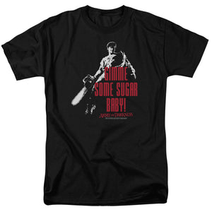 AN OFFCIALLY LICENSED ARMY OF DARKNESS SUGAR MEN'S REGULAR FIT T-SHIRT BLACK