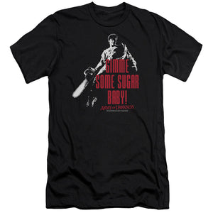 AN OFFCIALLY LICENSED ARMY OF DARKNESS SUGAR MEN'S PREMIUM SLIM FIT T-SHIRT BLACK