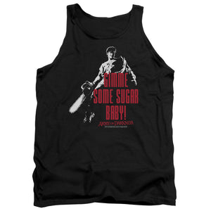 AN OFFCIALLY LICENSED ARMY OF DARKNESS SUGAR ADULT UNISEX TANK TOP BLACK