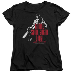AN OFFCIALLY LICENSED ARMY OF DARKNESS SUGAR WOMEN'S REGULAR FIT T-SHIRT BLACK
