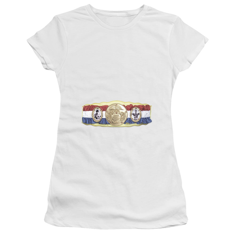Rocky Championship Belt(Bottom Front) Licensed Women's T-Shirt Juniors LG