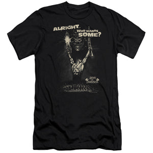 AN OFFCIALLY LICENSED ARMY OF DARKNESS WANT SOME MEN'S PREMIUM SLIM FIT T-SHIRT BLACK