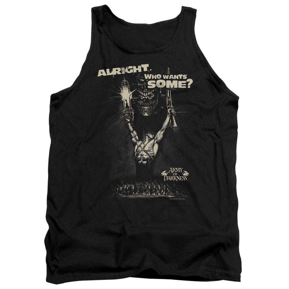 AN OFFCIALLY LICENSED ARMY OF DARKNESS WANT SOME ADULT UNISEX TANK TOP BLACK