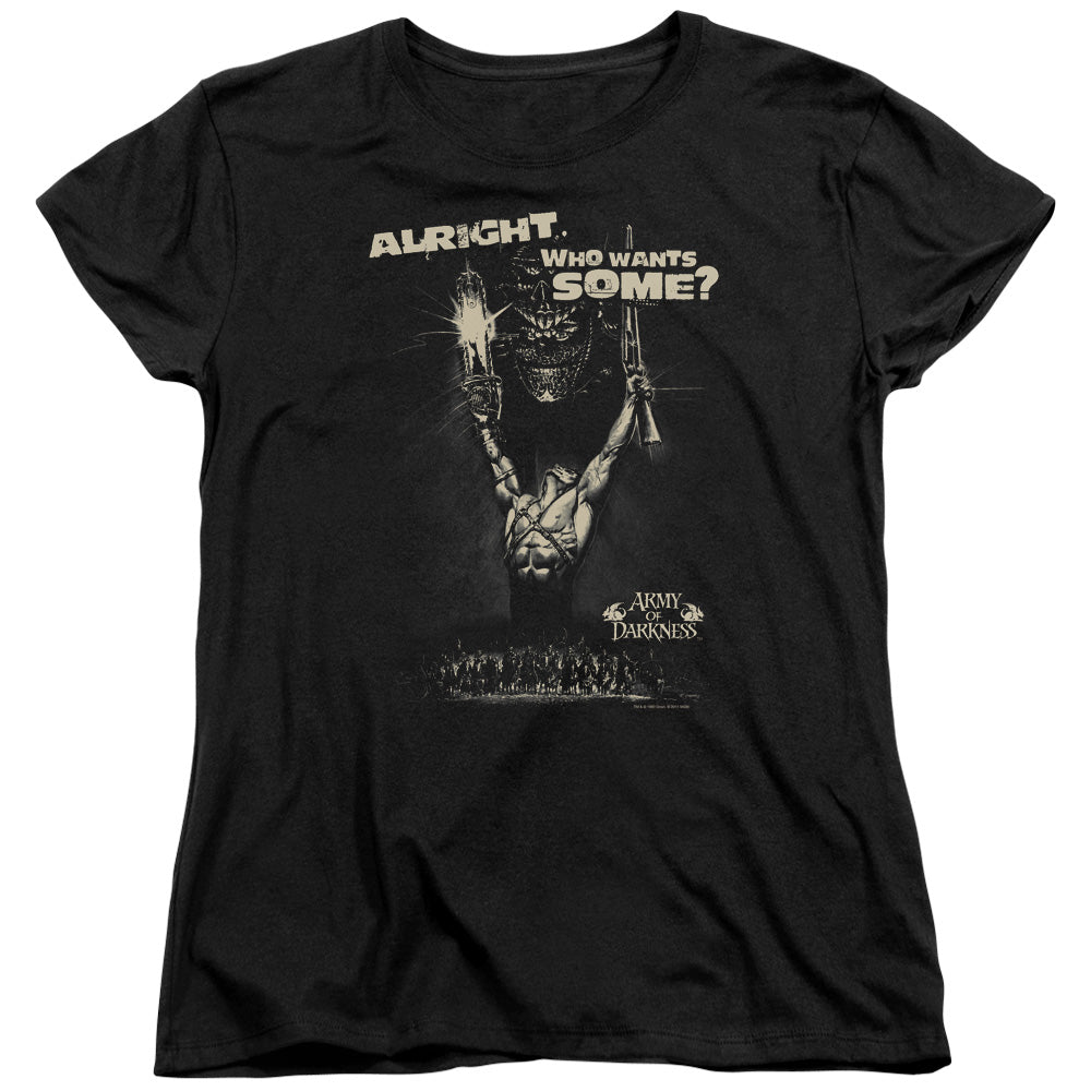 AN OFFCIALLY LICENSED ARMY OF DARKNESS WANT SOME WOMEN'S REGULAR FIT T-SHIRT BLACK