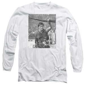 AN OFFCIALLY LICENSED ARMY OF DARKNESS BOOM MEN'S LONG SLEEVE T-SHIRT WHITE