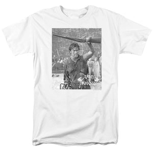 AN OFFCIALLY LICENSED ARMY OF DARKNESS BOOM MEN'S REGULAR FIT T-SHIRT WHITE