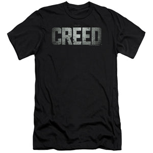 AN OFFCIALLY LICENSED CREED LOGO MEN'S PREMIUM SLIM FIT T-SHIRT BLACK