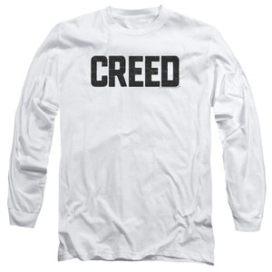 AN OFFCIALLY LICENSED CREED CRACKED LOGO MEN'S LONG SLEEVE T-SHIRT WHITE