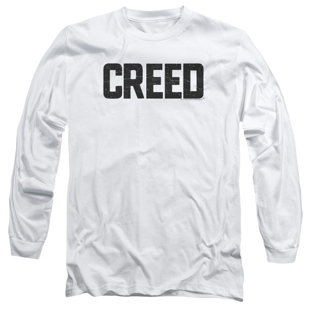 AN OFFCIALLY LICENSED CREED CRACKED LOGO MEN'S LONG SLEEVE T-SHIRT WHITE