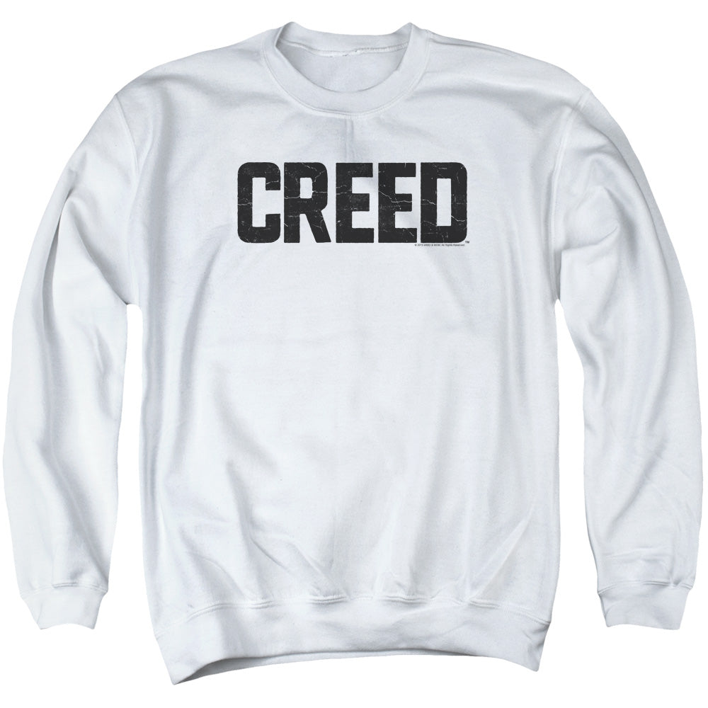 AN OFFCIALLY LICENSED CREED CRACKED LOGO ADULT UNISEX CREWNECK SWEATSHIRT WHITE