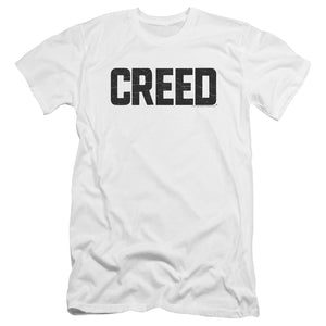 AN OFFCIALLY LICENSED CREED CRACKED LOGO MEN'S PREMIUM SLIM FIT T-SHIRT WHITE