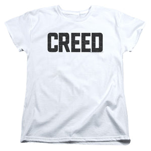 AN OFFCIALLY LICENSED CREED CRACKED LOGO WOMEN'S REGULAR FIT T-SHIRT WHITE