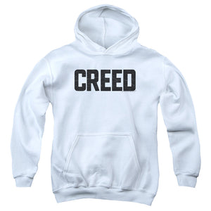AN OFFCIALLY LICENSED CREED CRACKED LOGO YOUTH HOODIE WHITE