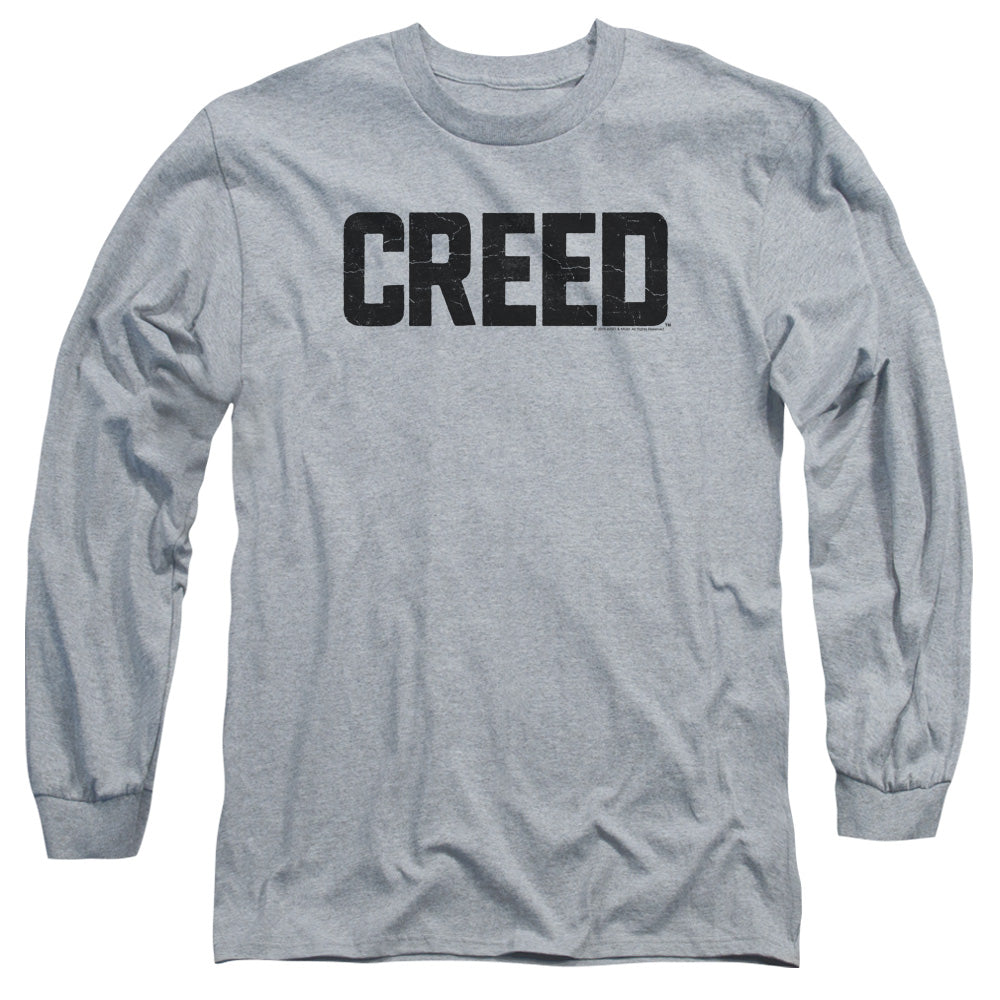 AN OFFCIALLY LICENSED CREED CRACKED LOGO MEN'S LONG SLEEVE T-SHIRT ATHLETIC HEATHER