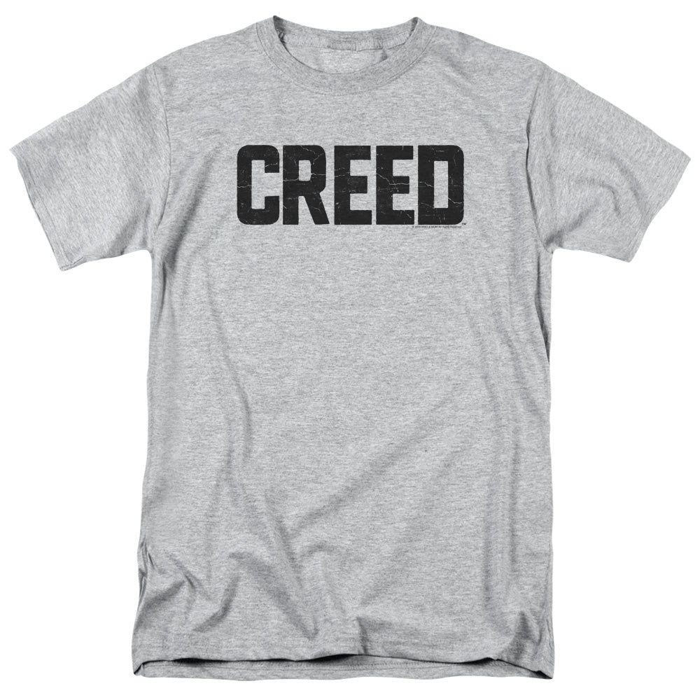 AN OFFCIALLY LICENSED CREED CRACKED LOGO MEN'S REGULAR FIT T-SHIRT ATHLETIC HEATHER