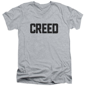 AN OFFCIALLY LICENSED CREED CRACKED LOGO MEN'S V-NECK T-SHIRT ATHLETIC HEATHER