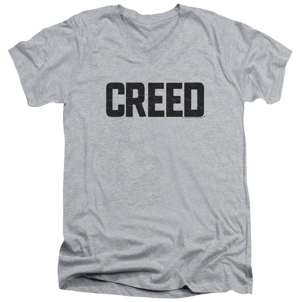 AN OFFCIALLY LICENSED CREED CRACKED LOGO MEN'S V-NECK T-SHIRT ATHLETIC HEATHER