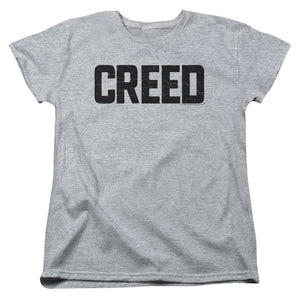 AN OFFCIALLY LICENSED CREED CRACKED LOGO WOMEN'S REGULAR FIT T-SHIRT ATHLETIC HEATHER