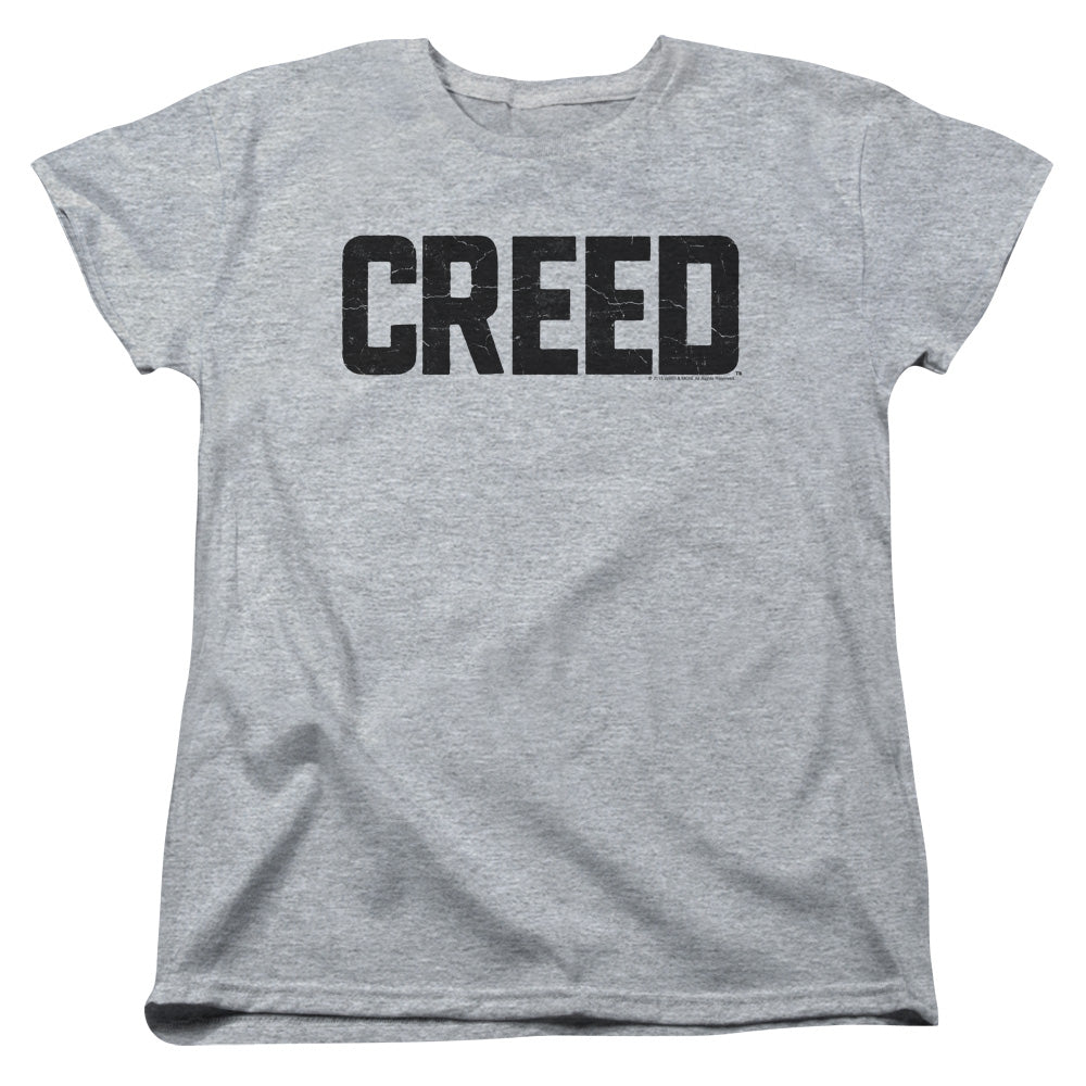 AN OFFCIALLY LICENSED CREED CRACKED LOGO WOMEN'S REGULAR FIT T-SHIRT ATHLETIC HEATHER