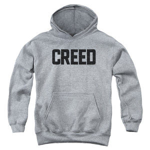 AN OFFCIALLY LICENSED CREED CRACKED LOGO YOUTH HOODIE ATHLETIC HEATHER