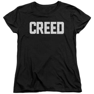 AN OFFCIALLY LICENSED CREED CRACKED LOGO WOMEN'S REGULAR FIT T-SHIRT BLACK