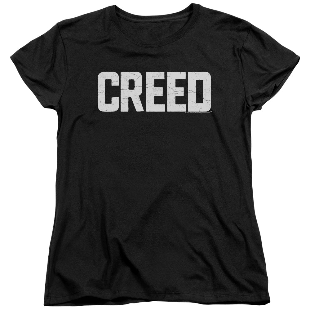 AN OFFCIALLY LICENSED CREED CRACKED LOGO WOMEN'S REGULAR FIT T-SHIRT BLACK