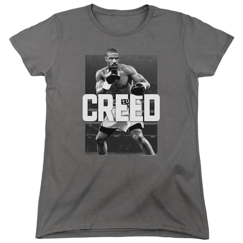 AN OFFCIALLY LICENSED CREED FINAL ROUND WOMEN'S REGULAR FIT T-SHIRT CHARCOAL