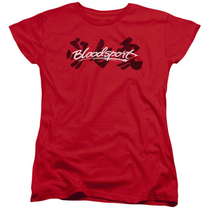 AN OFFCIALLY LICENSED BLOODSPORT KANJI WOMEN'S REGULAR FIT T-SHIRT RED