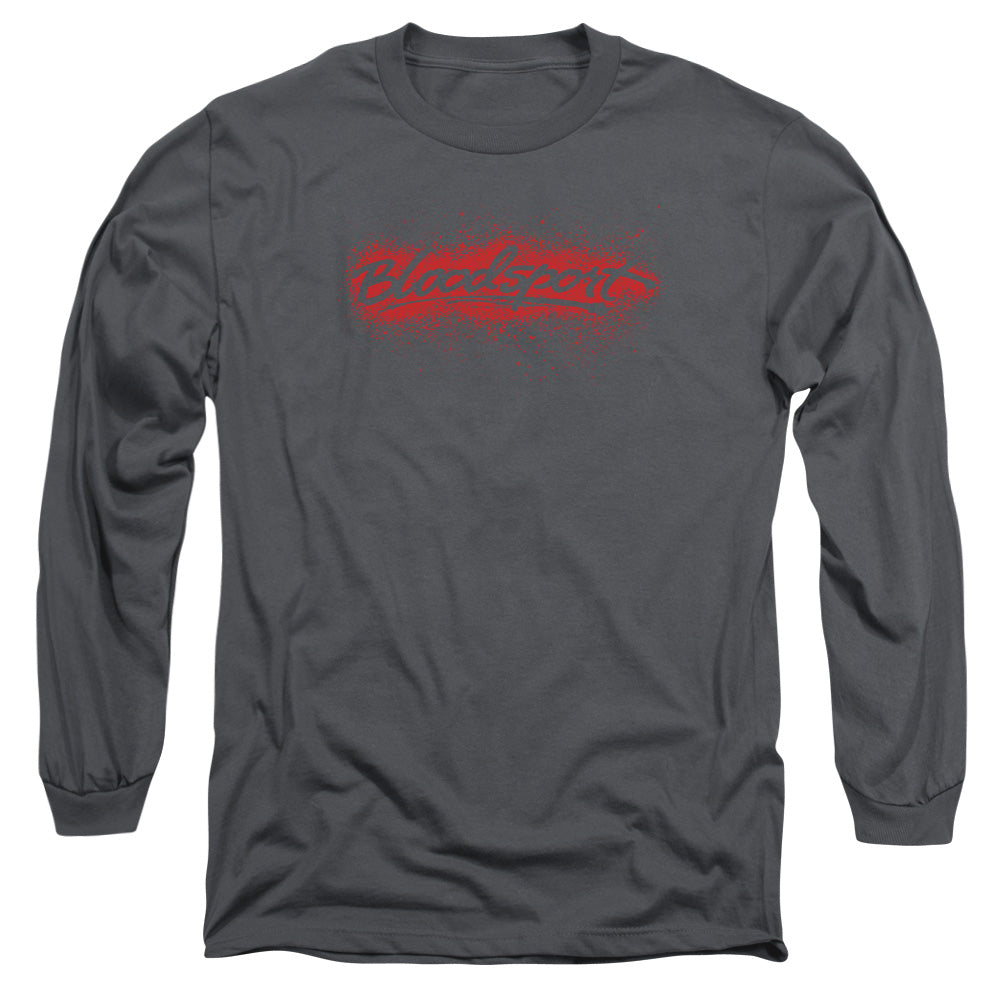 AN OFFCIALLY LICENSED BLOODSPORT BLOOD SPLATTER MEN'S LONG SLEEVE T-SHIRT CHARCOAL