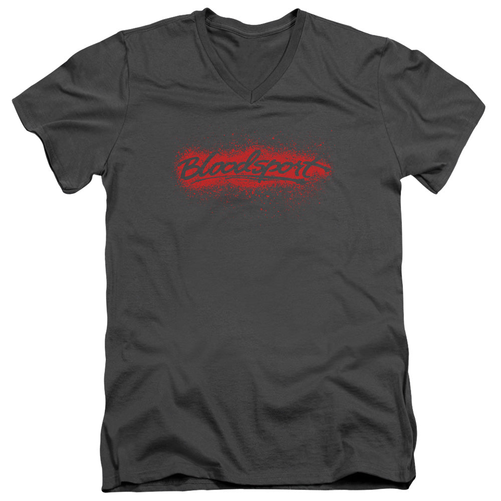 AN OFFCIALLY LICENSED BLOODSPORT BLOOD SPLATTER MEN'S V-NECK T-SHIRT CHARCOAL