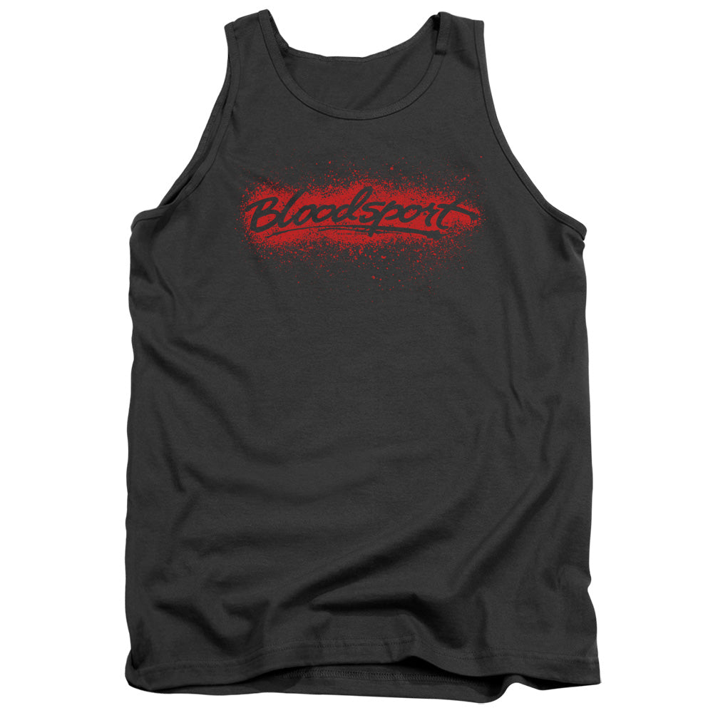 AN OFFCIALLY LICENSED BLOODSPORT BLOOD SPLATTER ADULT UNISEX TANK TOP CHARCOAL