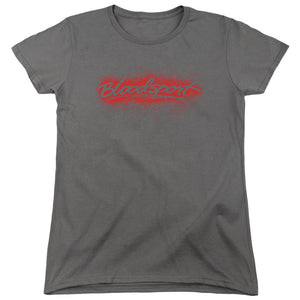 AN OFFCIALLY LICENSED BLOODSPORT BLOOD SPLATTER WOMEN'S REGULAR FIT T-SHIRT CHARCOAL