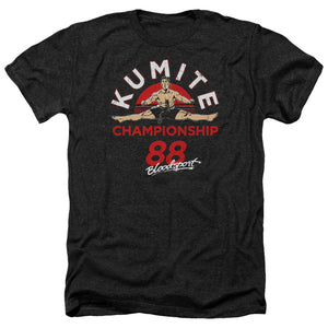 AN OFFCIALLY LICENSED BLOODSPORT CHAMPIONSHIP 88 MEN'S HEATHER T-SHIRT CHARCOAL