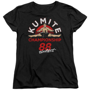 AN OFFCIALLY LICENSED BLOODSPORT CHAMPIONSHIP 88 WOMEN'S REGULAR FIT T-SHIRT BLACK
