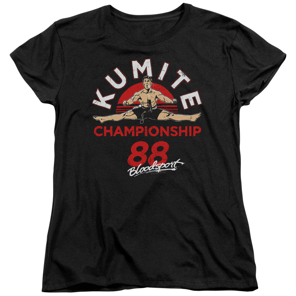 AN OFFCIALLY LICENSED BLOODSPORT CHAMPIONSHIP 88 WOMEN'S REGULAR FIT T-SHIRT BLACK