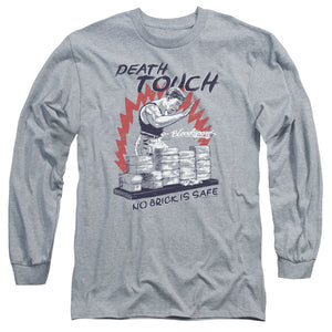 AN OFFCIALLY LICENSED BLOODSPORT DEATH TOUCH MEN'S LONG SLEEVE T-SHIRT ATHLETIC HEATHER