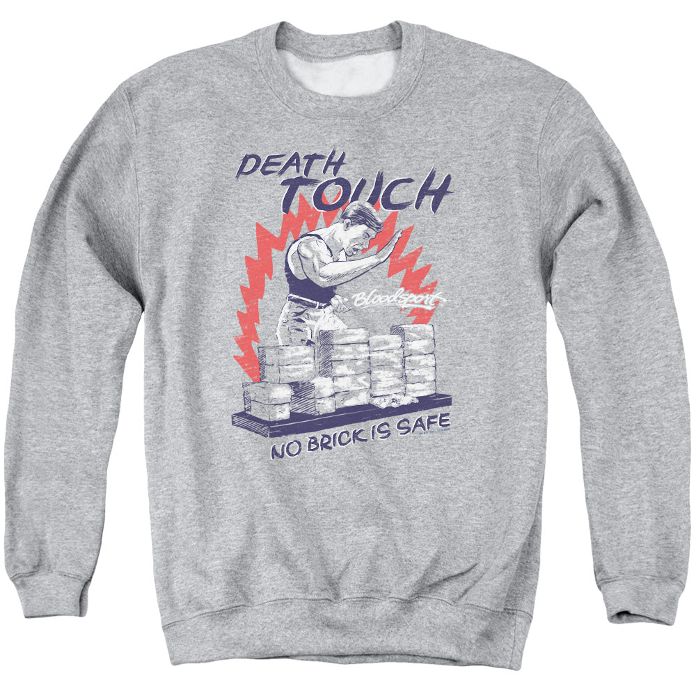 AN OFFCIALLY LICENSED BLOODSPORT DEATH TOUCH ADULT UNISEX CREWNECK SWEATSHIRT ATHLETIC HEATHER