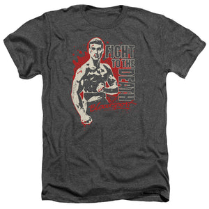 AN OFFCIALLY LICENSED BLOODSPORT TO THE DEATH MEN'S HEATHER T-SHIRT CHARCOAL